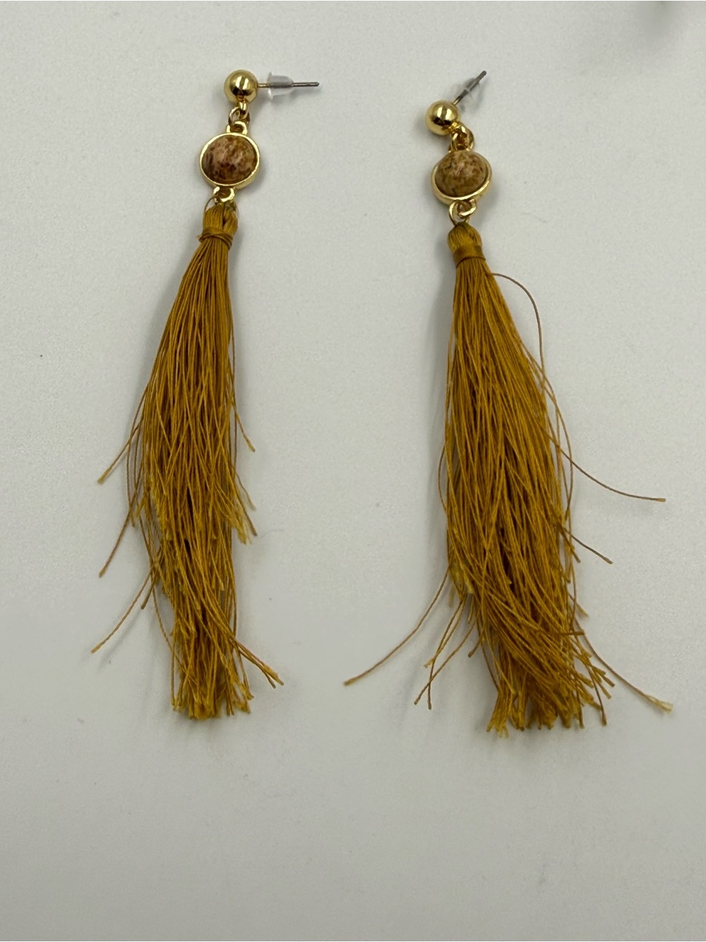 Uncommon James Strawberry Fields Mustard Dangle Gold Tone Earrings Preppy Beach